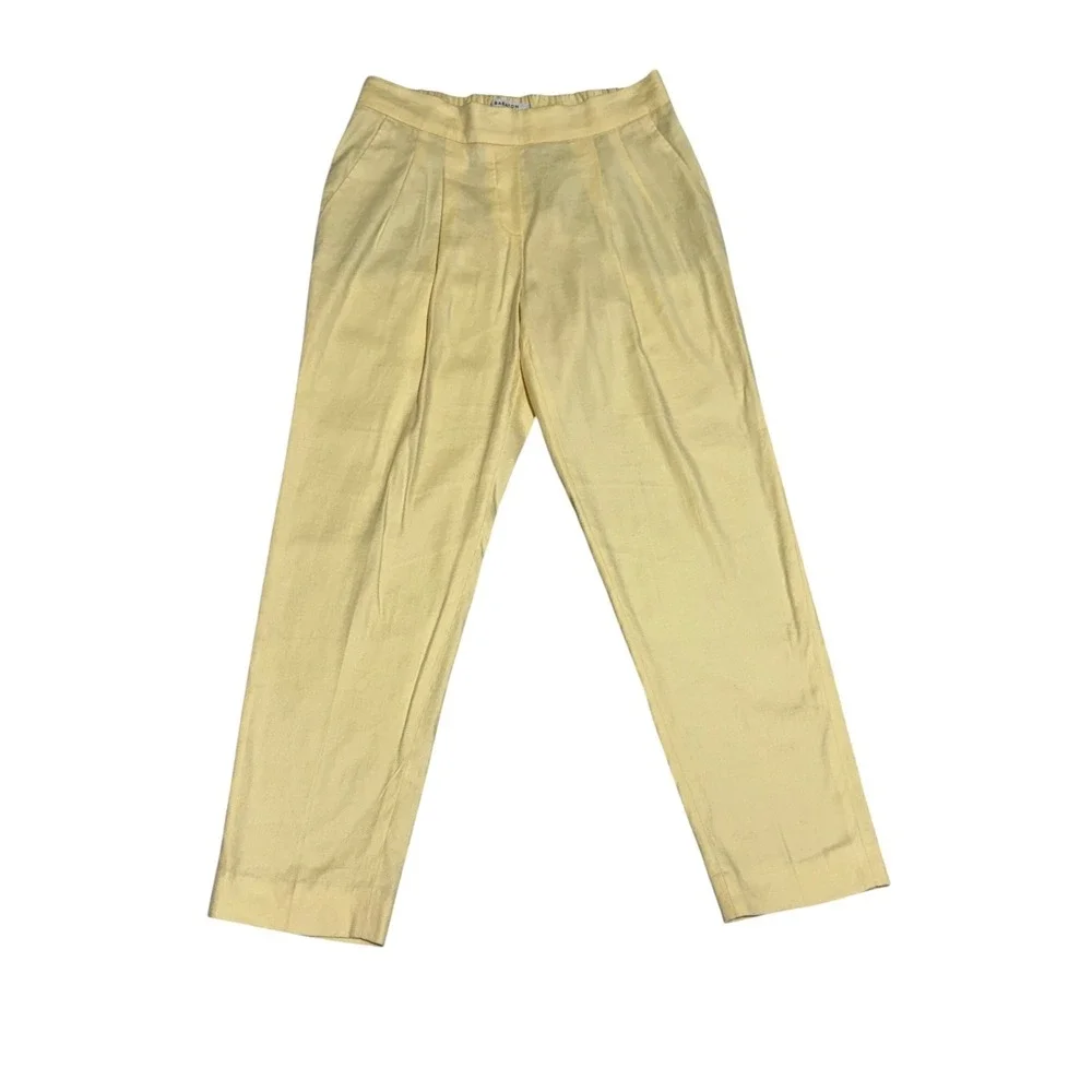 Babaton Aritzia Linen Blend Pull-On Ankle Pants Size 2 Butter Yellow Pleated
